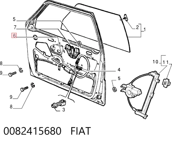 Mechanizm podnoszenia szyby drzwi przednich lewych Fiat Croma I