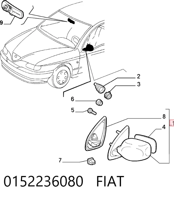 Lusterko wsteczne prawe Alfa Romeo 146 930