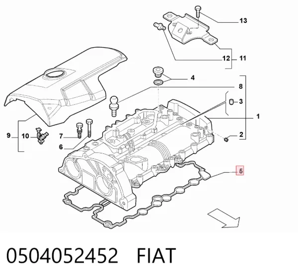 Uszczelka pokrywy zaworowej silnika 0504052452 Fiat/Alfa/Lancia