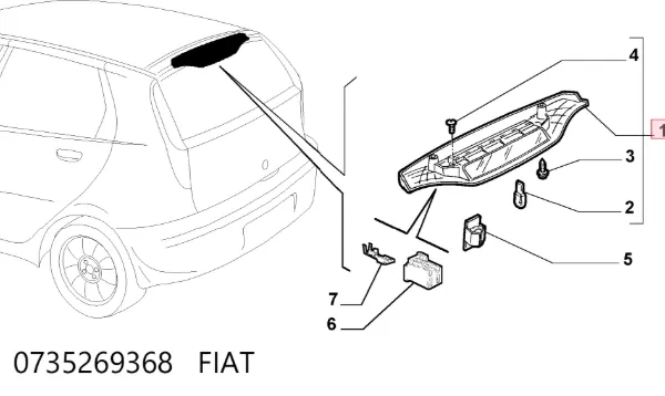 Lampa stop tylna dodatkowa Fiat Punto II