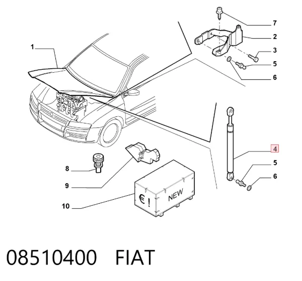 Amortyzator maski 08510400 Fiat/Alfa/Lancia