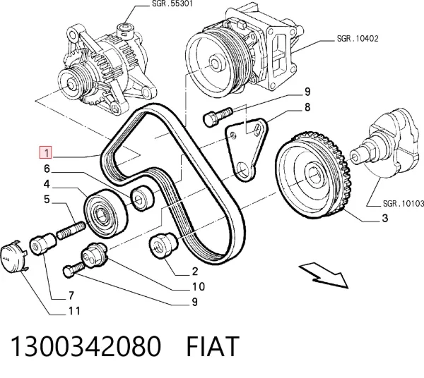 Pas napędowy mechanizmów 1300342080 Fiat/Alfa/Lancia