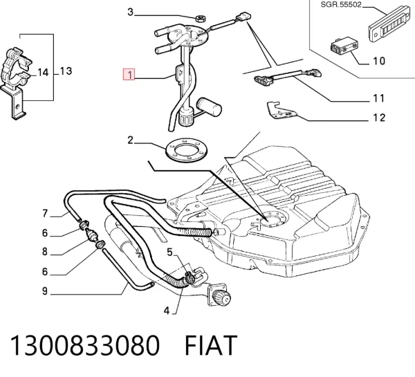 Czujnik poziomu paliwa w zbiorniku 1300833080 Fiat/Alfa/Lancia