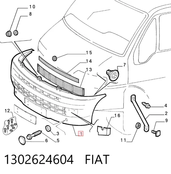 Zderzak przedni 1302624604 Fiat/Alfa/Lancia