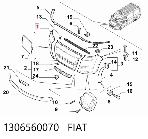 Zderzak przedni, prawa część 1306560070 Fiat/Alfa/Lancia