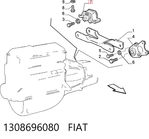 Poduszka (podpora) silnika lewa tylna 1308696080 Fiat/Alfa/Lancia