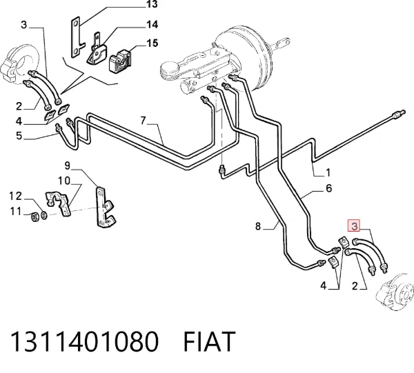 Przewód hamulcowy przedni 1311401080 Fiat/Alfa/Lancia