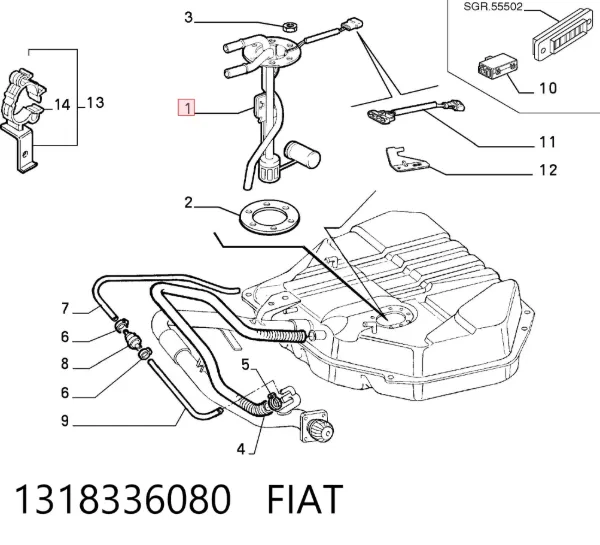 Czujnik poziomu paliwa w zbiorniku 1318336080 Fiat/Alfa/Lancia