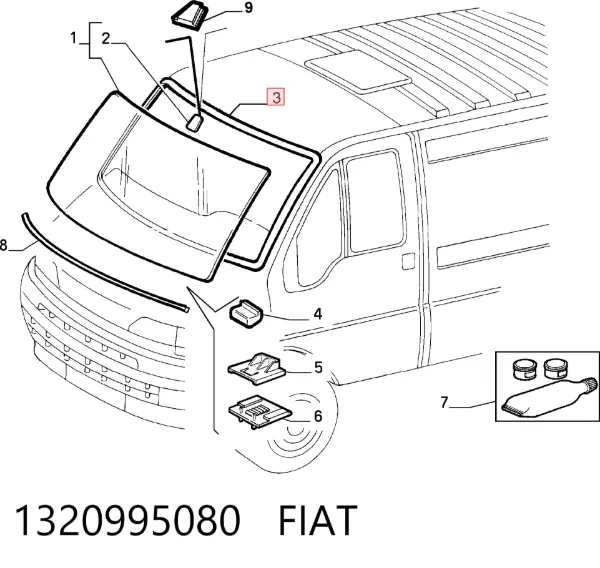 Uszczelka szyby przedniej 1320995080 Fiat/Alfa/Lancia