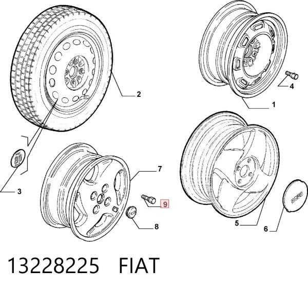 Śruba koła 13228225 Fiat/Alfa/Lancia