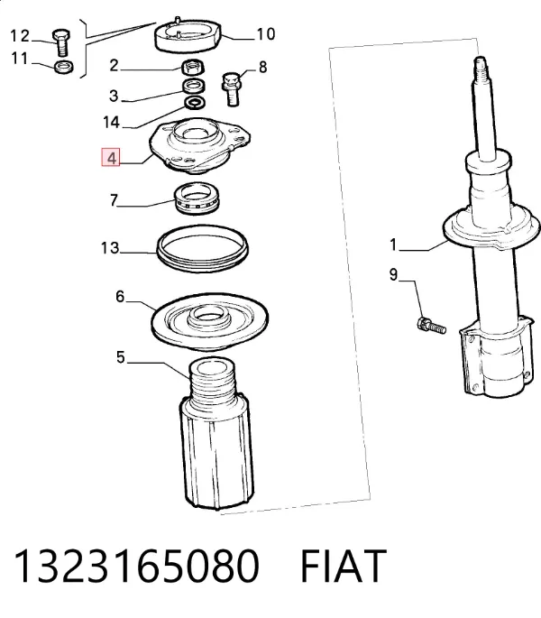 Podpora amortyzatora przedniego lewego 1323165080 Fiat/Alfa/Lancia