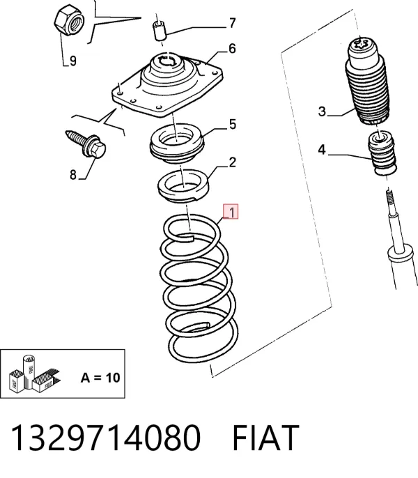 Sprężyna przednia 1329714080 Fiat/Alfa/Lancia