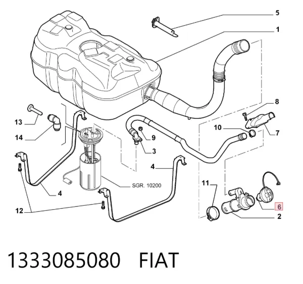 Korek wlewu paliwa 1333085080 Fiat/Alfa/Lancia