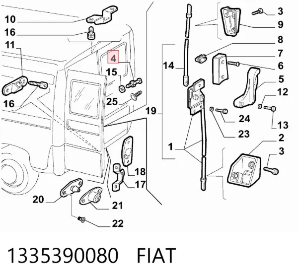 Sworzeń (zawleczka) zawiasu drzwi 1335390080 Fiat/Alfa/Lancia