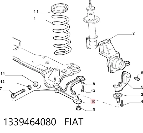 Wahacz zawieszenia przedniego dolny lewy 1339464080 Fiat/Alfa/Lancia