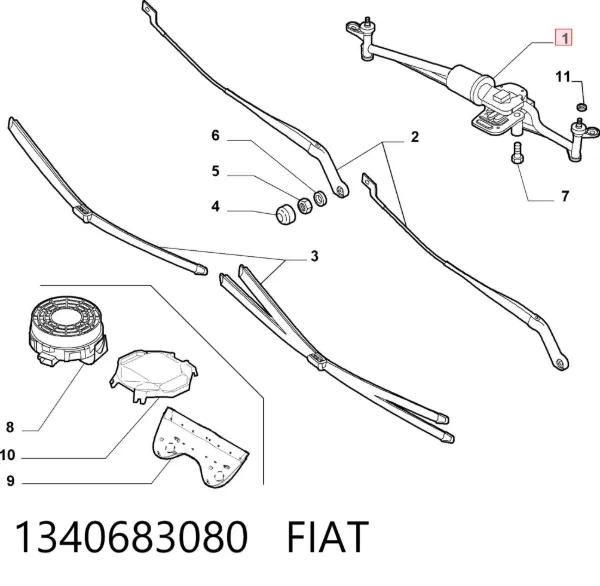 Mechanizm wycieraczek 1340683080 Fiat/Alfa/Lancia