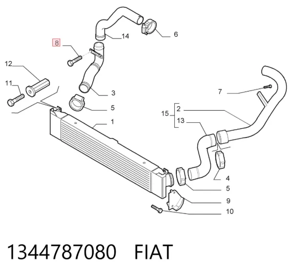 Przewód (króciec) intercoolera 1344787080 Fiat/Alfa/Lancia
