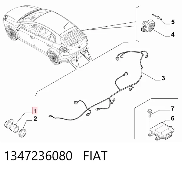Czujnik parkowania tylny 1347236080 Fiat/Alfa/Lancia