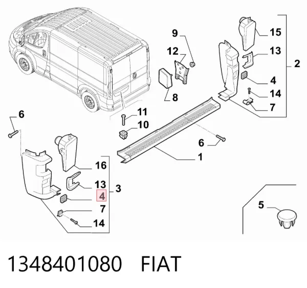 Lampa odblaskowa zderzaka tylnego 1348401080 Fiat/Alfa/Lancia