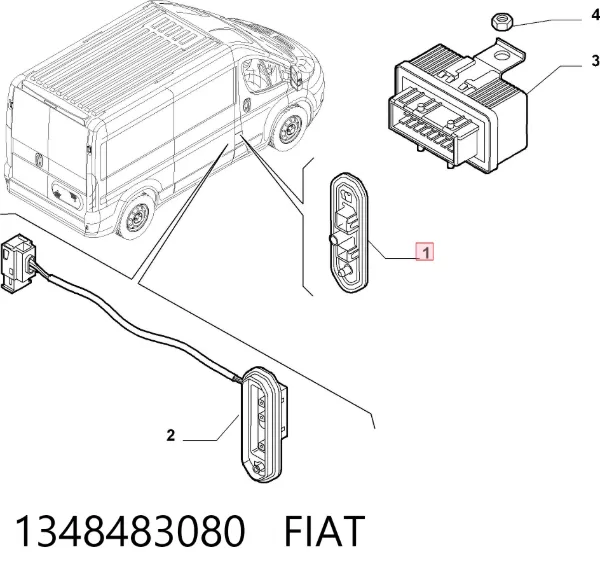 Czujnik zamykania drzwi (wyłącznik krańcowy), drzwi przesuwnych, na karoserii 1348483080 Fiat/Alfa/Lancia