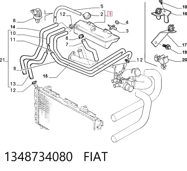 Zbiorniczek wyrównawczy układu chłodzenia 1348734080 Fiat/Alfa/Lancia