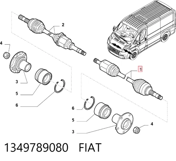Półoś napędowa przednia lewa 1349789080 Fiat/Alfa/Lancia
