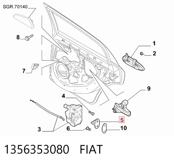 Zaczep zamka drzwi przednich 1356353080 Fiat/Alfa/Lancia