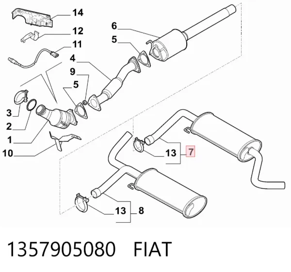 Tłumik, tylna część 1357905080 Fiat/Alfa/Lancia