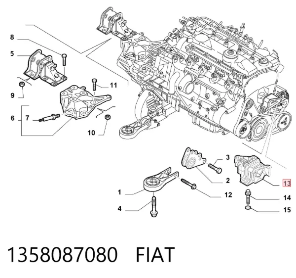 Poduszka (podpora) silnika prawa 1358087080 Fiat/Alfa/Lancia