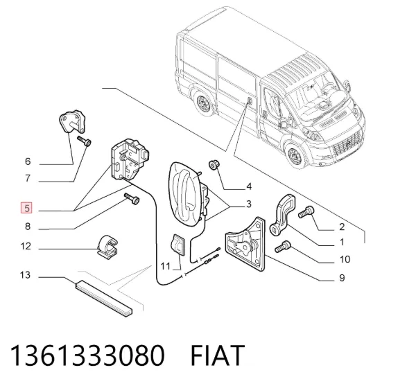 Zamek drzwi bocznych przesuwnych 1361333080 Fiat/Alfa/Lancia