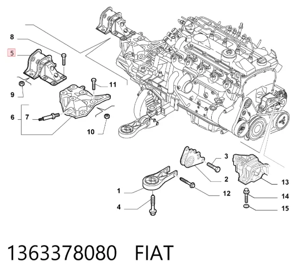 Poduszka (podpora) silnika lewa 1363378080 Fiat/Alfa/Lancia