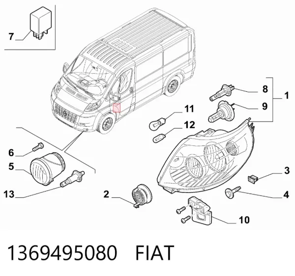 Reflektor prawy 1369495080 Fiat/Alfa/Lancia