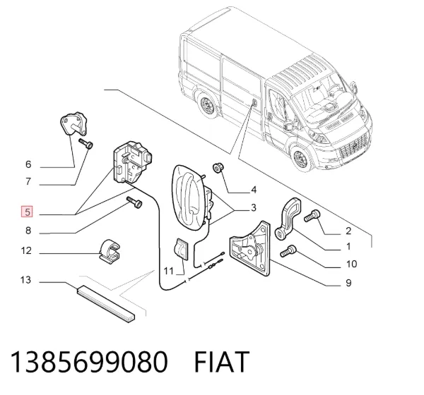 Zamek drzwi bocznych przesuwnych 1385699080 Fiat/Alfa/Lancia
