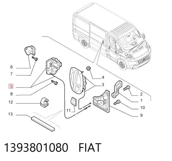 Zamek drzwi bocznych przesuwnych 1393801080 Fiat/Alfa/Lancia