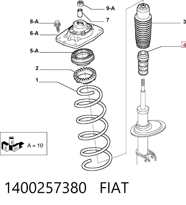 Odbój amortyzatora przedniego 1400257380 Fiat/Alfa/Lancia