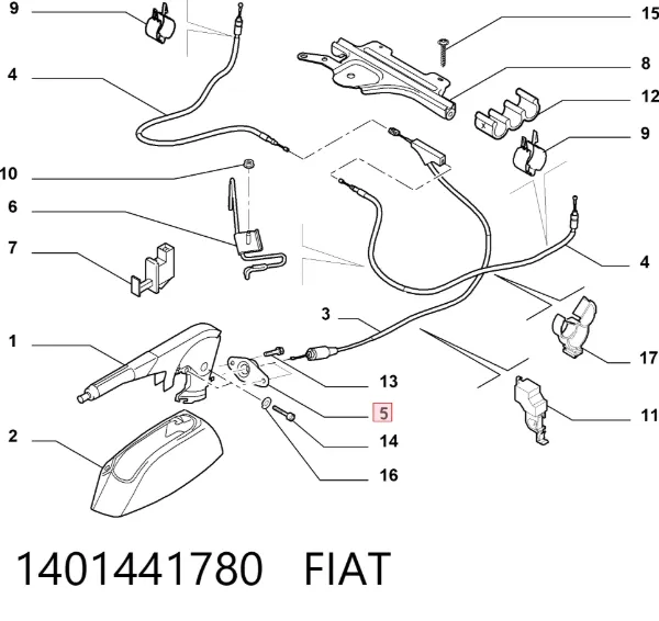 Linka hamulca ręcznego przednia 1401441780 Fiat/Alfa/Lancia