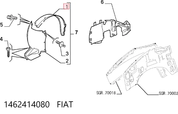 Nadkole błotnika przedniego prawe 1462414080 Fiat/Alfa/Lancia