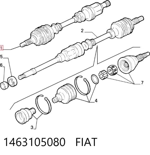 Półoś napędowa przednia lewa 1463105080 Fiat/Alfa/Lancia