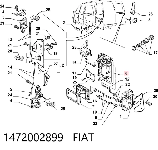 Klamka drzwi tylnych skrzydłowych prawa zewnętrzna 1472002899 Fiat/Alfa/Lancia