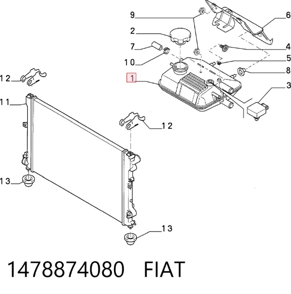 Pokrywa (korek) zbiornika wyrównawczego 1478874080 Fiat/Alfa/Lancia