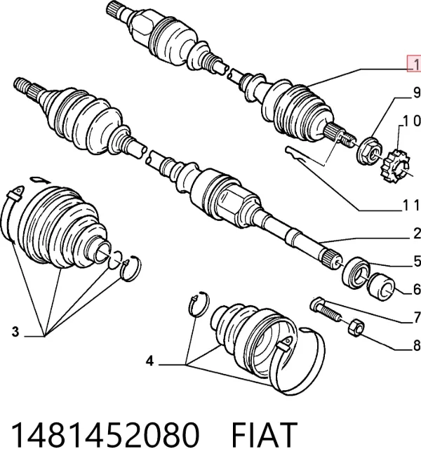 Półoś napędowa przednia lewa 1481452080 Fiat/Alfa/Lancia