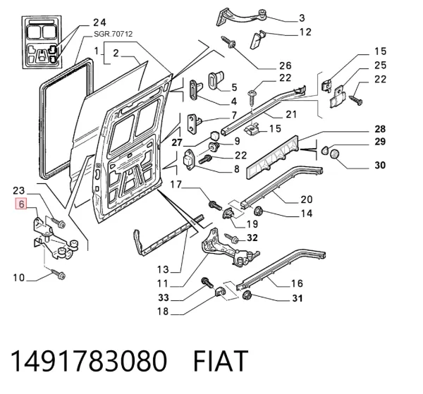 Rolka drzwi bocznych (przesuwnych) prawa środkowa 1491783080 Fiat/Alfa/Lancia