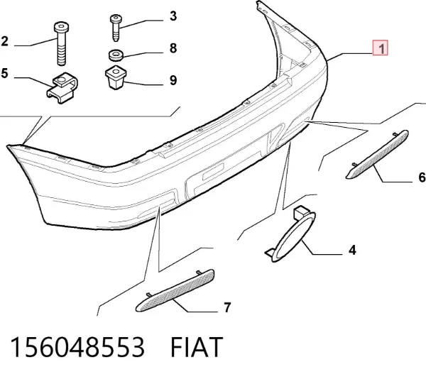 Zderzak tylny 156048553 Fiat/Alfa/Lancia