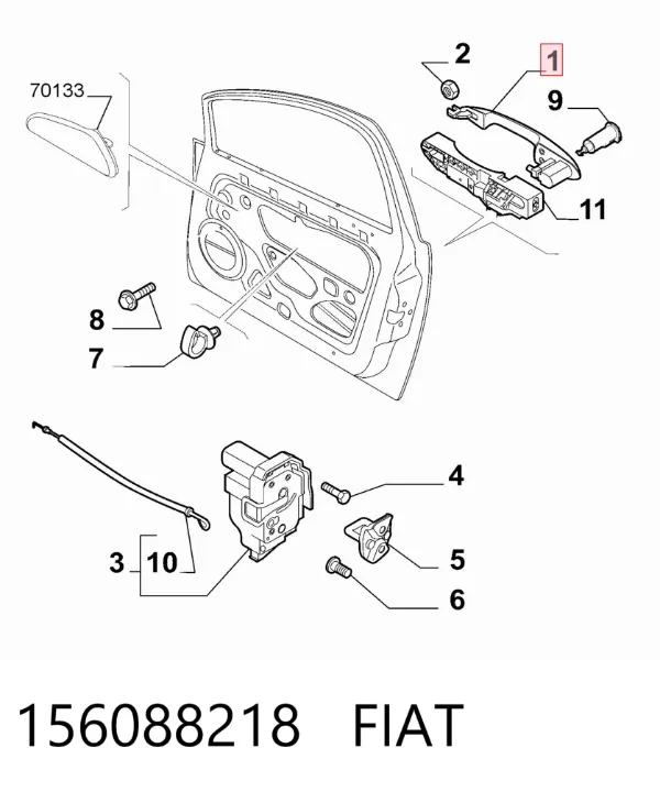 Klamka drzwi przednich zewnętrzna prawa 156088218 Fiat/Alfa/Lancia