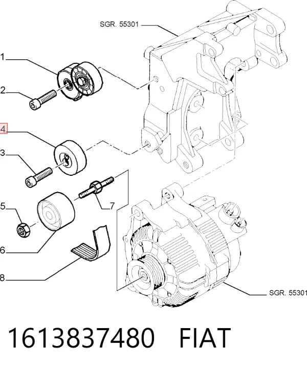 Rolka prowadząca, kierunkowa paska napędowego 1613837480 Fiat/Alfa/Lancia