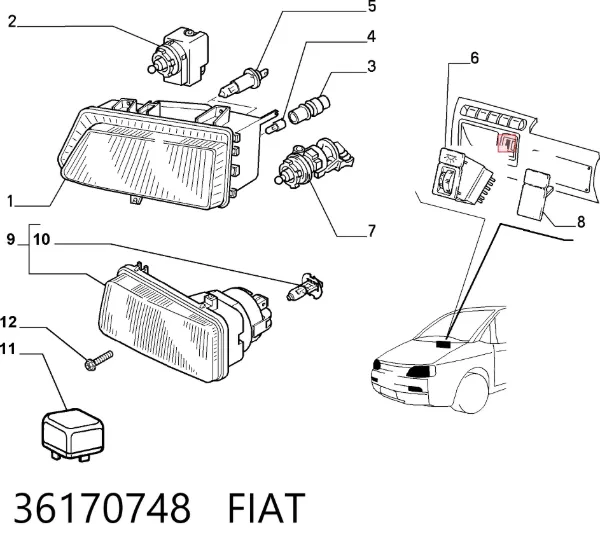 Reflektor lewy 36170748 Fiat/Alfa/Lancia