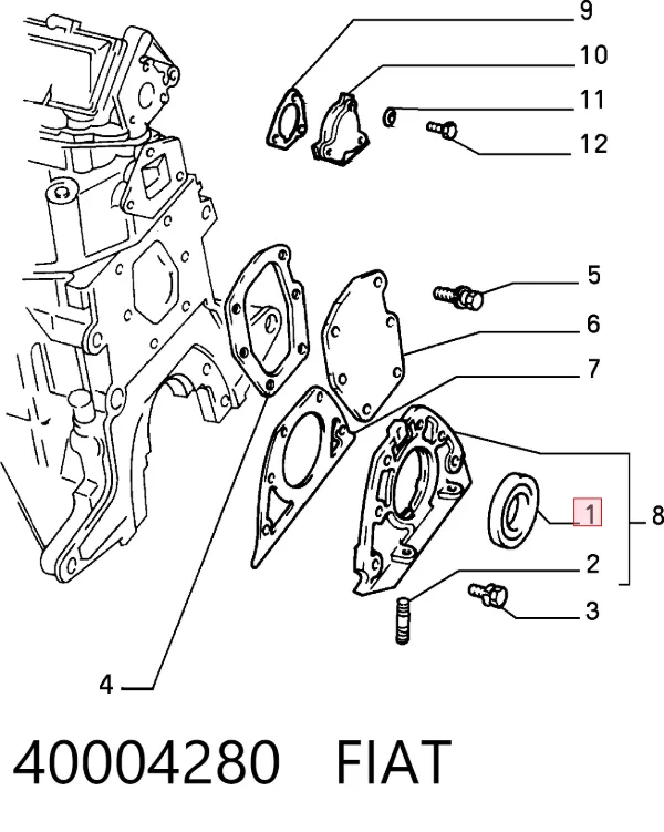 Uszczelniacz wału korbowego silnika tylny 40004280 Fiat/Alfa/Lancia
