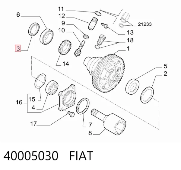 Uszczelniacz półosi prawej mostu przedniego 40005030 Fiat/Alfa/Lancia