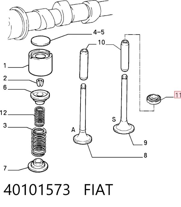 Uszczelniacz zaworu dolotowego/wylotowego 40101573 Fiat/Alfa/Lancia