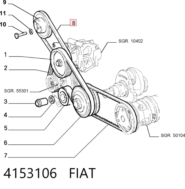 Pas napędowy mechanizmów 4153106 Fiat/Alfa/Lancia